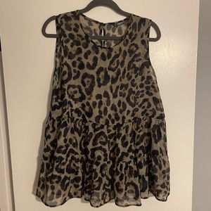 XL sheer leopard print peplum top from Shein